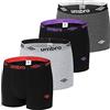 UMBRO Boxer Uomo Cotone, Mutande Uomo, Mantenimento Antiscivolo, Libertà di Movimento (set di 4), Nero, Grigio, Taglie M