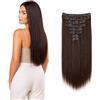 CAISHA Clip Da 8 Pezzi Nelle Extension Per Capelli Parrucchino Sintetico Voluminoso liscio Colore Marrone Scuro Mix CES23