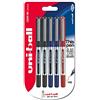 Uni-Ball Penna rollerball UB-150 Eye Micro, inchiostro nero/blu/rosso Uni-ball Super Ink, pennino da 0,5 mm, confezione da 5 pezzi