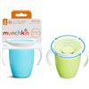 Munchkin Miracle 360 6+ Month 7oz Baby Sippy Cups (2-Pack). Free Flow Beaker for Toddlers. Trainer Cup, BPA-Free, Spill-Free, Dishwasher-Safe Baby Water Bottle with Easy-Grip Handles. (Blue/Green)