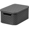 Curver Rattan Stile Cestino Coperchio Grigio S