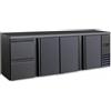 Banco refrigerato Back Bar a 3 sportelli + 2 cassetti. Temp. 0°/+10°C. Dim.cm. 252,2x51,3x86H