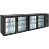 Banco refrigerato Back Bar a 4 sportelli in vetro. Temp. 0°/+10°C. Dim.cm. 254,2x53,5x86H