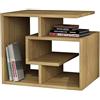 BAKAJI Libreria Bassa Scaffale 4 Ripiani in Legno MDF Tavolino Caffè Laterale Divano Design Moderno Arredamento per Soggiorno Salotto Casa o Ufficio Dimensione 45 x 40 x 54 cm (Beige)