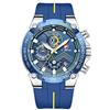 Affute Orologio da uomo cronografo sportivo impermeabile con cinturino in silicone, data, orologio da polso al quarzo luminoso - Blu argento