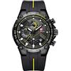 Affute Orologio da uomo cronografo sportivo impermeabile con cinturino in silicone, data, orologio da polso al quarzo luminoso - Nero giallo