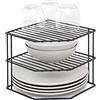 simplywire - Portapiatti a 3 Ripiani - Organizer per Armadietti da Cucina - Acciaio Rivestito in Plastica Nera