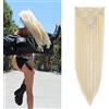 Gairyan Extension Clip Capelli Lisci 8pcs Set Extension Capelli Finti Clip Posticci Naturali Sintetici Clip in Hair Extension Morbido Parrucchino Lungo Dritto Full Head 60cm per Donna, Bleach Blonde