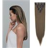 Gairyan Extension Clip Capelli Lisci 8pcs Set Extension Capelli Finti Clip Posticci Naturali Sintetici Clip in Hair Extension Morbido Parrucchino Lungo Dritto Full Head 60cm per Donna, Marrone dorato