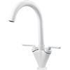 Xcel Home Miscelatore rubinetto monoblocco a collo di cigno bianco per lavello da cucina, a doppia leva, con beccuccio girevole a 360 gradi, con tubi di fissaggio standard
