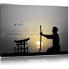 Pixxprint Maestro Samurai Prima di Orizzonte Stampa su Tela 60x40 cm Artistica murale