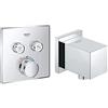 Grohe Miscelatore Termostatico a 2 Vie, Cromo 29124000 + Grohe 27704000 Euphoria Cube Raccordo Erogatore, Cromo