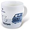 BRISA VW Collection - Volkswagen tazza in ceramica da tè, caffè, latte, cappuccino, per colazione, VW Campervan T3 Bus design (Keep driving/Blu/370ml)