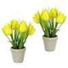 Flair Flower Set di 2 tulipani artificiali in vaso di ceramica, composizioni floreali artificiali, decorazione primaverile, decorazione pasquale, decorazione da tavolo per la primavera e la Pasqua