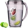 HOMQUEN Brocca In Plastica, Brocca Per Acqua Da 60 Once/1,8 l con Coperchio, brocca per tè freddo, caraffa per l'acqua, brocca per barattoli, Brocca Per Acqua Con Manico Per Tè(1 Confezione/Grigio)