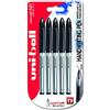 Uni-Ball Penna rollerball UBA-188-L Air, inchiostro nero Uni-ball Super Ink, a prova di manomissione, pennino per penna stilografica, confezione da 5 pezzi
