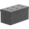 BRIAN & DANY Pouf Puff Pieghevole Stoccaggio Ottomano Poggiapiedi Sgabello Contenitore Cassapanca Pieghevole, Grigio Scuro - Tessuto Come Lino, 76 x 38 x 38 cm
