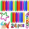Shengbangym Mini Pop Tubes, Giocattoli Sensoriali Colorati con Tubo Estensibile, 24 pezzi Adatto a bambini, ragazzi e adulti per alleviare lo stress e l'ansia