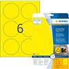 HERMA Etichette per Marcatura, Ø 85 mm, Etichette Adesive A4 per Stampante, 6 Etichette per Foglio, Giallo