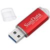 SunData Pendrive 64GB Chiavetta USB 3.0 archiviazione dati pen drive Fino a 90 MB/s, (Confezione Singola: Rosso)