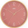 PRIM Orologio da parete in legno di bellissimi colori, legno chiaro e rosso, movimento al quarzo Sweep, vetro, legno, diametro 305 x 40 mm, stile moderno, decorazione da parete, materiale naturale,