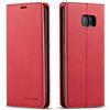 FMPC Tenphone - Custodia protettiva per Samsung Galaxy S7, in pelle sintetica di poliuretano di alta qualità, antiurto, magnetica, a portafoglio, colore: Rosso