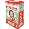 Nostalgic-Art Barattolo per caffè retrò, 1,3 l, Espresso Yourself | scatola in latta, design vintage, Idea regalo per fan di caffè