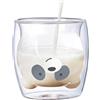XiXiRan Tazza a Doppia Parete in Vetro, Bicchieri Caffè Trasparente, Tazza Latte 250ml Isolante (Panda)