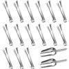 YeahBoom 2pc Paletta da Ghiaccio in e 15pc pinze per Ghiaccio,Acciaio Inox Candy Candy Scoop,Pinze da Portata in Acciaio Inox,per Cubetti di Ghiaccio,Zollette di Zucchero,Ideali per Cucina,Bar,Party Wedding