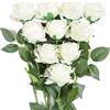 JUSTOYOU Bouquet di fiori di seta rosa artificiale Home Office Composizioni di nozze Bianca (10 PZ)