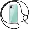 Pnakqil Custodia Cordino Cover per Xiaomi Mi 11 Lite 4G/5G 6.55 Girocollo Collana Cordoncino Collo Cordini Tracolla Catena Silicone Protettiva Trasparente Custodia per Xiaomi 11 Lite Cover, Nero