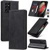 Jasonyu Cover per Samsung Galaxy S21 Ultra 5G Flip Custodia in Pelle PU, Cover a Libro Portafoglio, Funzione Supporto, Magnetica, Slot Schede, TPU Bumper Caso Custodia per S21 Ultra (Nero)