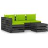 vidaXL AX Tavolo 4 Divani 9 Cuscini Verde Brillante Pallet Patio Rustico Seduta 3068263