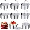 Jesdavan Coppa Pasta di Acciaio, 8 Pezzi Coppa Pasta, 8CM Coppapasta Tondi, Anello per Torte Acciaio Inossidabile, con Coperchio Adatto per Torte Dessert Biscotti Mousse Glassa