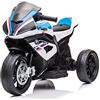 Tecnobike Shop Moto Motocicletta Elettrica per Bambini BMW HP4 Race 12V - 3 Ruote Luci Led Suoni Mp3 (Bianco)