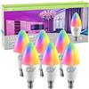 GY Lampadine LED Alexa Inteligente WiFi E14 6W 600LM C37, Multicolore regolabile RGBCW dimmerabile bulbo, applicazione di controllo 2700k-6500k, compatibile con Alexa/Google Home, 6 pezzi