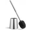 TOURRAMIT Scopino Bagno WC,Spazzolone Bagno WC Durevole e Affidabile,Scopettino Bagno e Contenitore,Con Manico In Acciaio Inossidabile 304 e Portaspazzola,Testina Con Setole in PP Premium,Argento