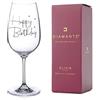 DIAMANTE Bicchiere da vino Swarovski Happy Birthday - Calice da vino in cristallo singolo con scritta Happy Birthday e cristalli Swarovski - Confezione regalo