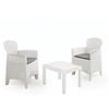 IPAE PROGARDEN Set Salotto da Giardino con Due Poltrone e Tavolino in PP effetto Rattan colore Bianco - AKITA BIANCO