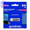GOODRAM PEN DRIVE 64GB GOODRAM USB 3.2/TYPE C DualDrive ODA3 SILVER 60R/20W - ODA3-0640S0R11