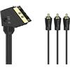Hama - Cavo 3 x RCA M/Scart M, 1,5 metri, in-out, connettori dorati