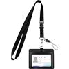 Vicloon PortaBadge, Porta Carte in pelle PU, Portabadge Collo con Slot per Schede Portafoglio, Cordino Porta Badge da Collo con la Cinghia del per Carta di Ufficio ID e Scuola (Nero)