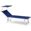Casa & Stile Lettino professionale in alluminio con tettuccio parasole da mare piscina giardino : Colore - Blu