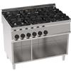 Cucina a GAS 6 fuochi a fiamma libera. Dim.cm. 105x70x85H. - Potenza termica 30 Kw.