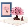 Habett Biglietto d'Auguri, Biglietto Auguri Carta Matrimonio Carta Inviti, Biglietto d'anniversario 3D Pop Up, Amanti Sotto il Ciliegio Rosa Regalo per la Festa della Mamma Anniversario Nozze