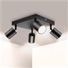 Schiele Faretti da Soffitto Orientabili 4 Luce, Quadrato Faretti LED  Soffitto Nero, Plafoniera Faretti GU10, Lampadario Faretti LED Interno per  Salotto, Camera da Letto, Cucina, Senza Lampadina : : Illuminazione