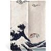 HERCHR Divisorio Stile Curtain Tapestry, Noren Ukiyoe Hokusai The Great Wave Off Kanagawa Pesce Tenda giapponese, asiatico finestra trattamento appeso porta arazzo,Giapponese Noren Tenda, 85×120 cm