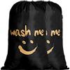 IHOMAGIC Set di 2 Sacchi da Biancheria Grandi Sacchetto di Lavaggio Coulisse Pieghevoli 120L Borsa da Lavanderia Pieghevole Cesta Biancheria Sacco Borsa Corda di Chiusura per Camera Moderno, Nero