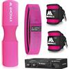 Amonax Cuscino Bilanciere, Cuscinetto Hip Thrust Squat Pad Con Glute Band Fascia Elastica in Tessuto, Cavigliere Cavi Palestra per Macchine via Cavo, Allenamento Fitness Attrezzi Casa per Donne Uomini
