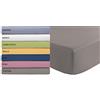Tata Home Lenzuolo sotto con Angoli ed Elastici 100% Cotone Misura Piazza e Mezza cm 140x200 Altezza Materasso cm 24 Colore Tortora